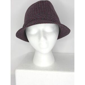 Target Magenta Pink Grey Houndstooth Wool Blend Fedora Hat One Size
